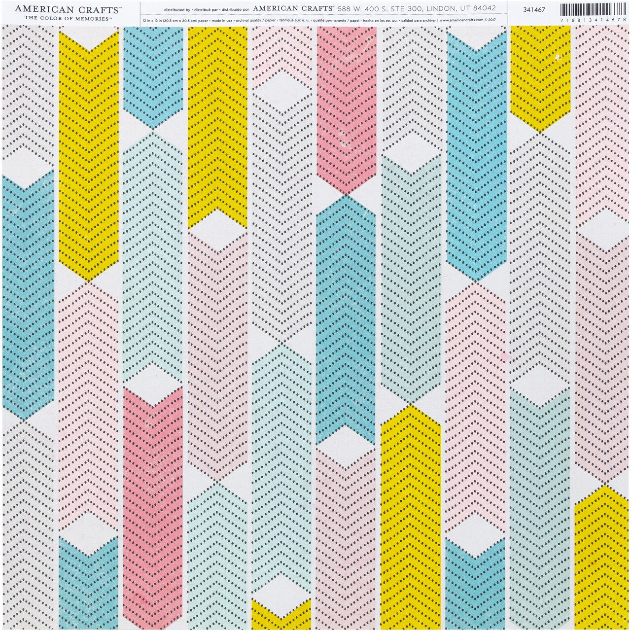 American Crafts Everyday Single-Sided Cardstock 12"X12"-Chevron Stripes